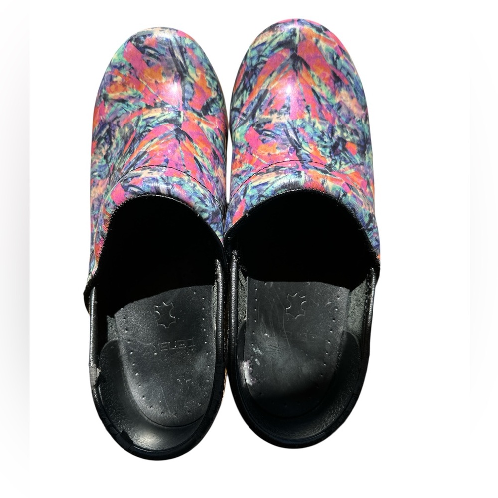 Dansko Color Burst Clogs Womens 37 Slip On Comfort Shoes Nursing Pink‎